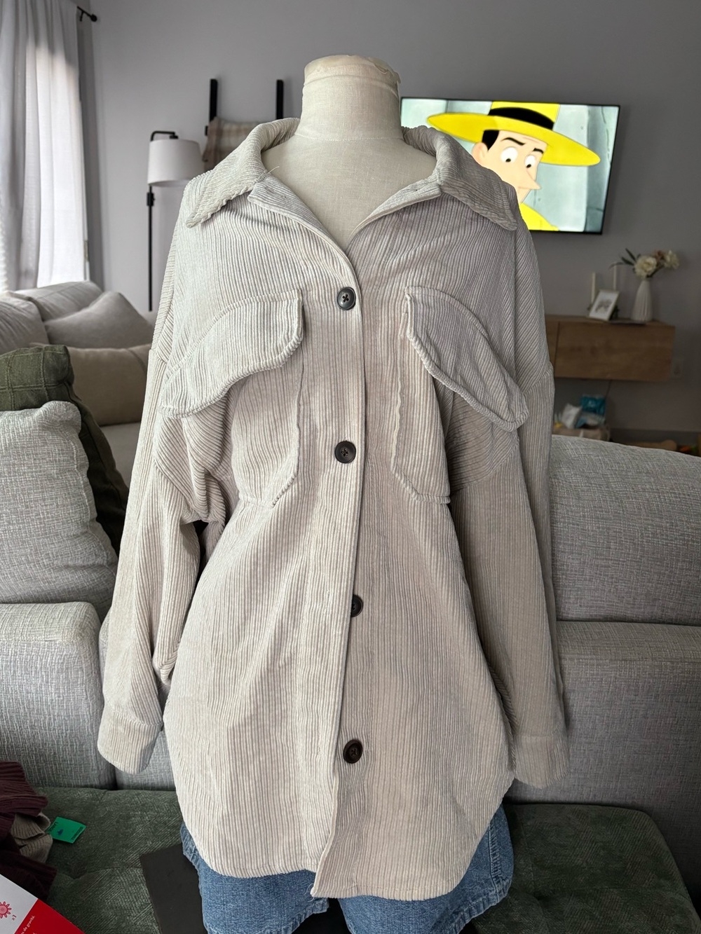 Ci Sono Light Beige Corduroy Utility Jacket